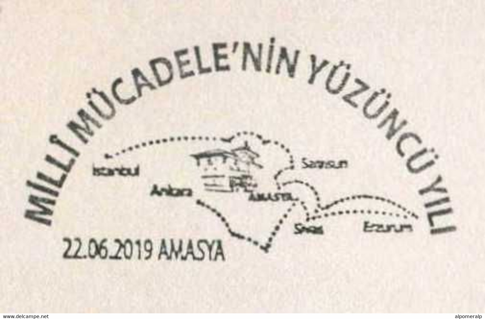 Türkiye 2019 Centenary Of The National Struggle, Amasya, Special Cover - Lettres & Documents