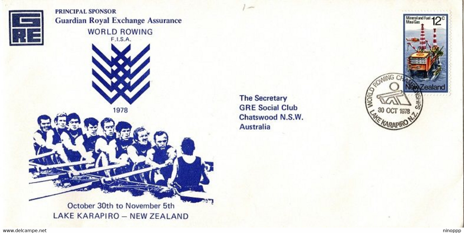 New Zealand  1978 WorldRowing Championship,Pictorial Postmark Cover - Lettres & Documents