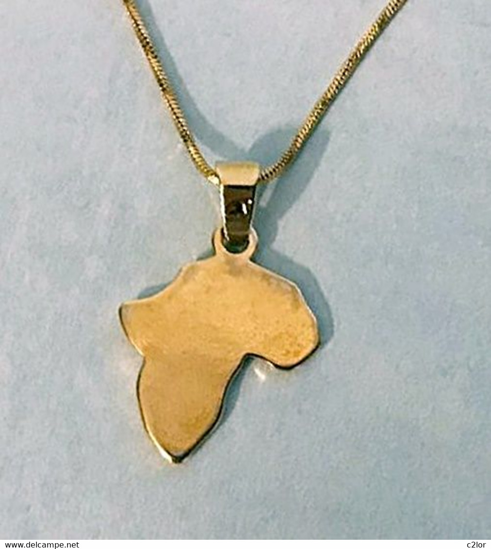 Pendentif Afrique Et Sa Chaîne En  Métal Doré NEUF - Pendants