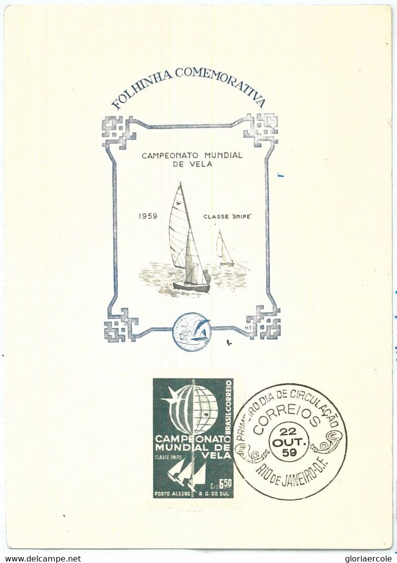 70916 - BRAZIL - Postal History -  FDC Card MAXIMUM  1959:  WIND SAILING - Cartes-maximum