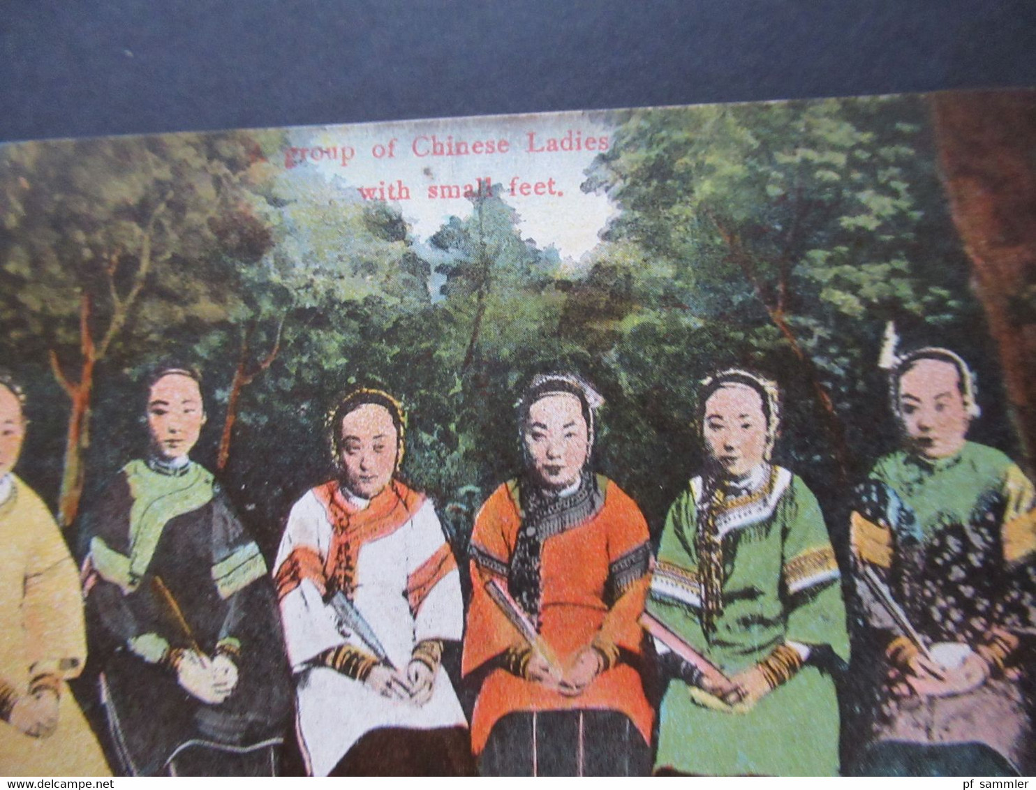 GB Kolonie 1912 Hong Kong AK A Group Of Chinese Ladies With Small Feet. Chinesische Trachten. Mit Dampfer Göben - Covers & Documents