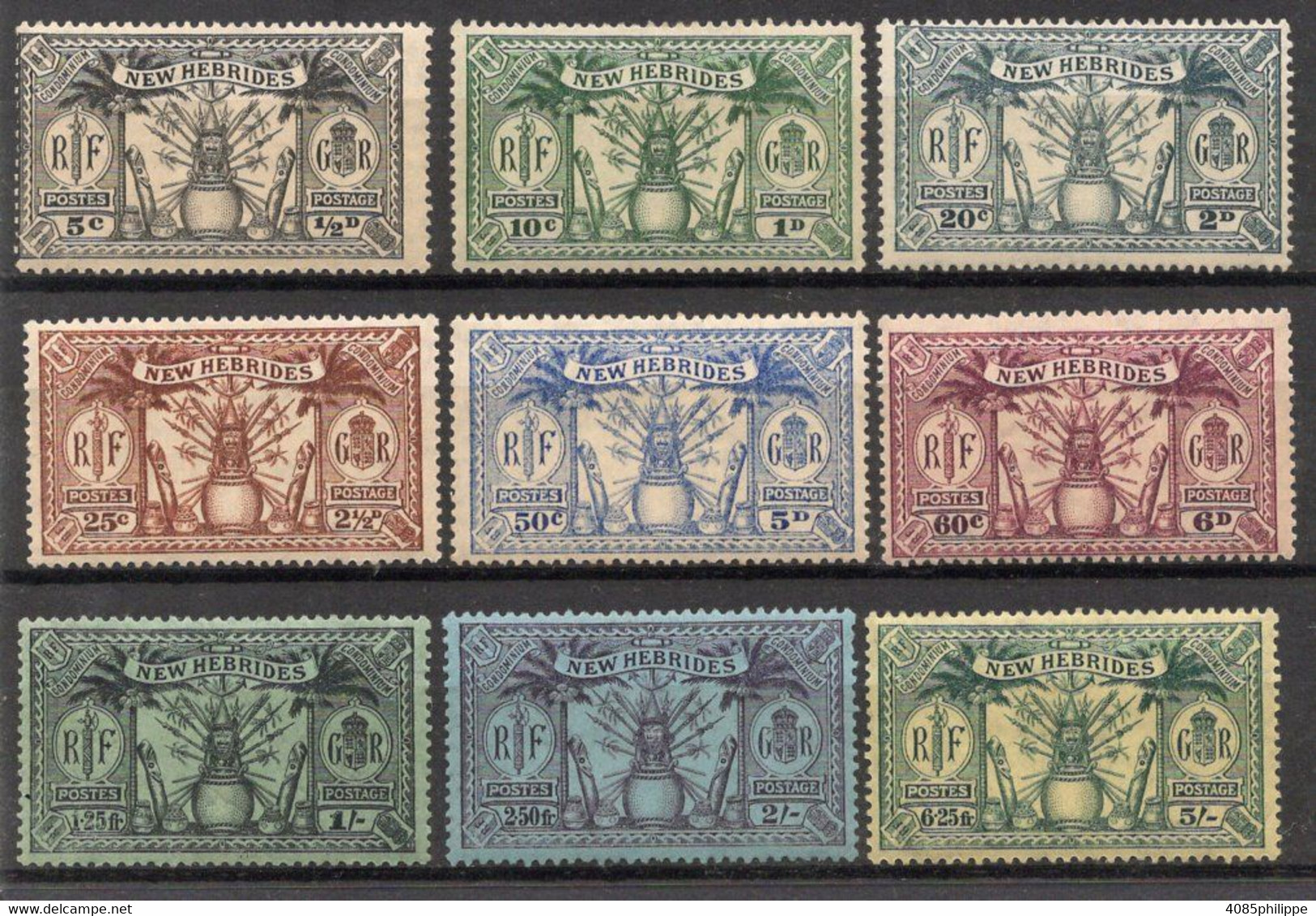 Nouvelles HEBRIDES Timbres Poste N°91 à 99* Neufs Charnières TB Cote 73.00€ - Ongebruikt