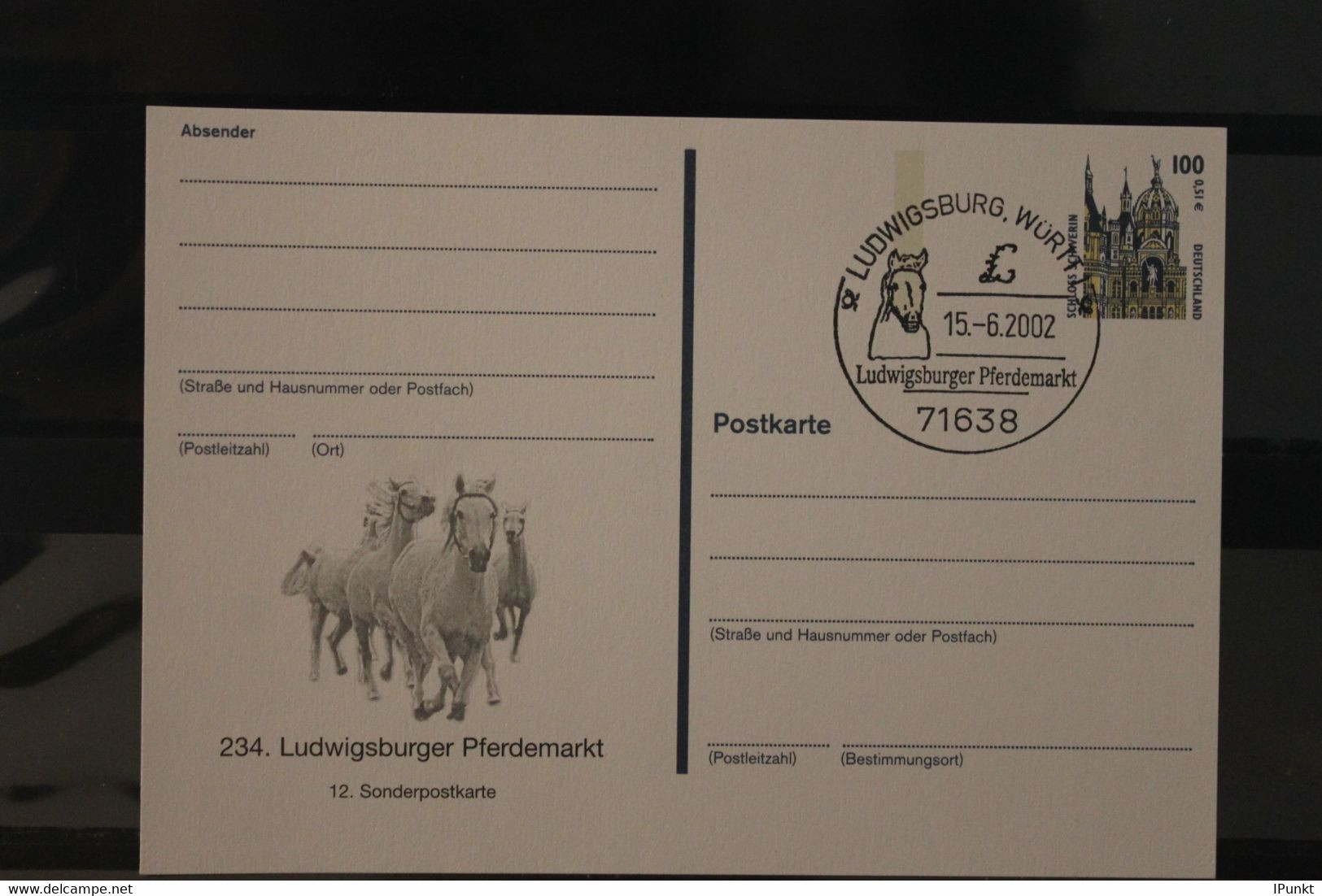 Deutschland 2002;  234. Ludwigsburger Pferdemarkt, Wertstempel Sehenswürdigkeiten, SST - Postales Privados - Usados