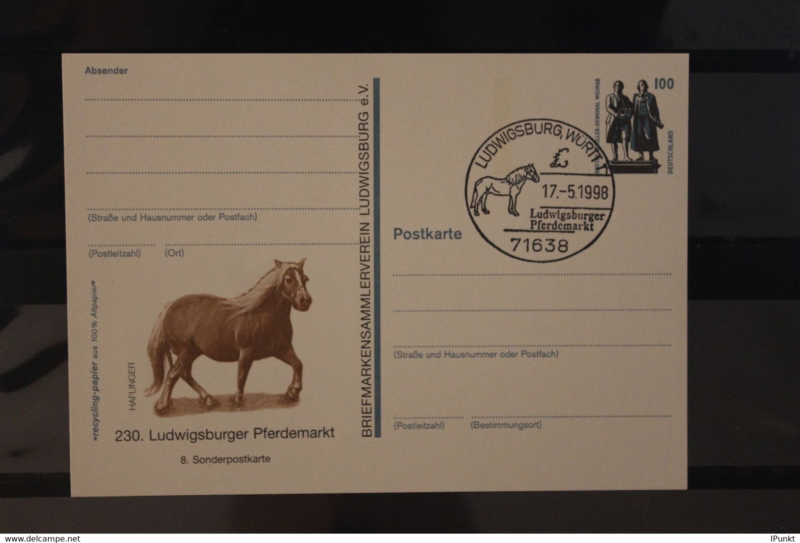 Deutschland 1998,  230. Ludwigsburger Pferdemarkt, Wertstempel Sehenswürdigkeiten; SST - Postales Privados - Usados