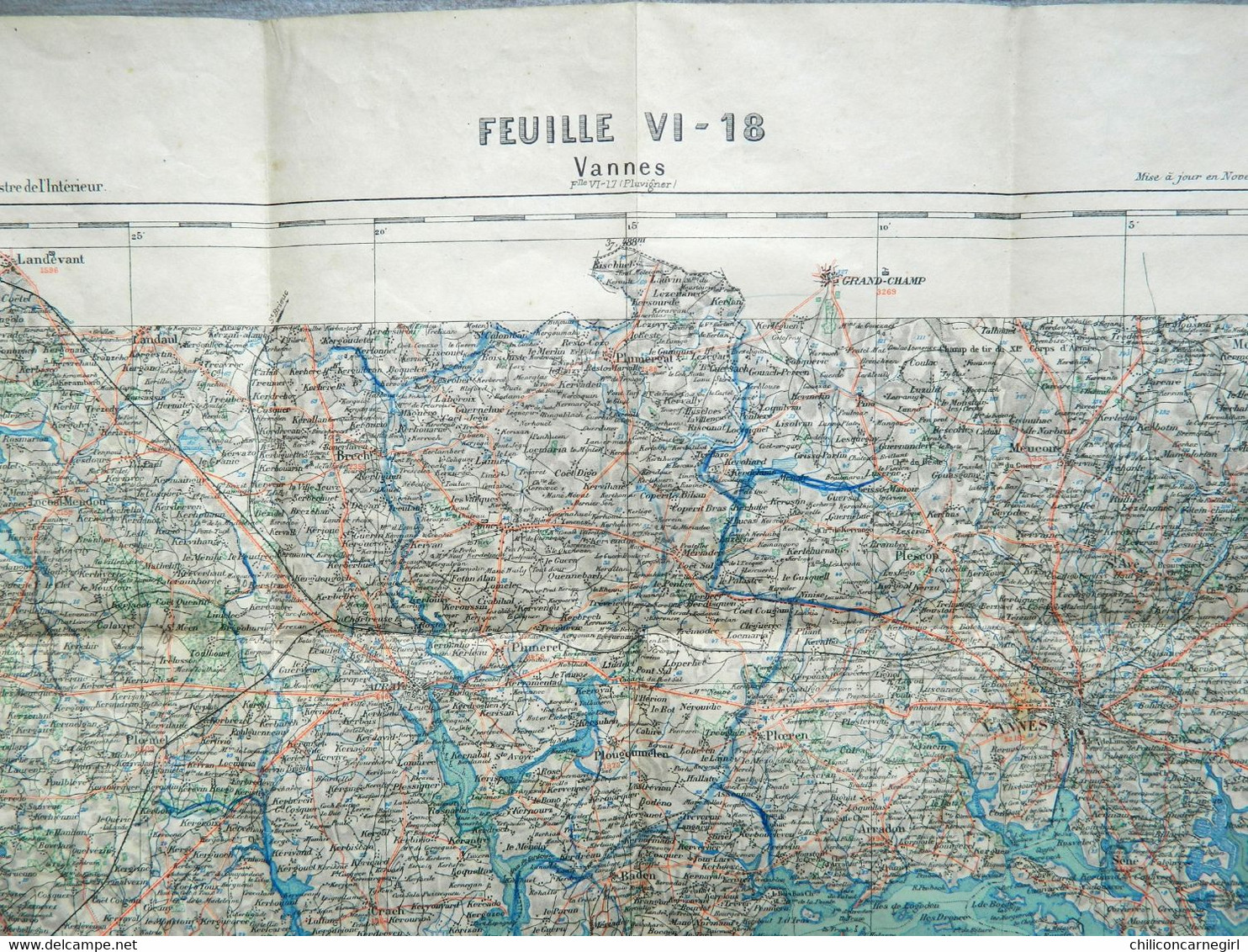 Carte Ministère De L'Intérieur - Echelle 1 : 100 000 - VANNES - Librairie Hachette - Tirage De 1896 - Feuille VI - 18 - Topographische Karten