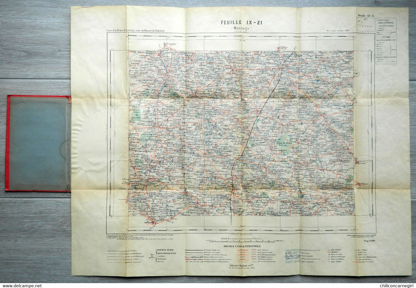 Carte Ministère De L'Intérieur - Echelle 1 : 100 000 - MONTAIGU - Librairie Hachette - Tirage De 1900 - Feuille IX - 21 - Topographische Karten