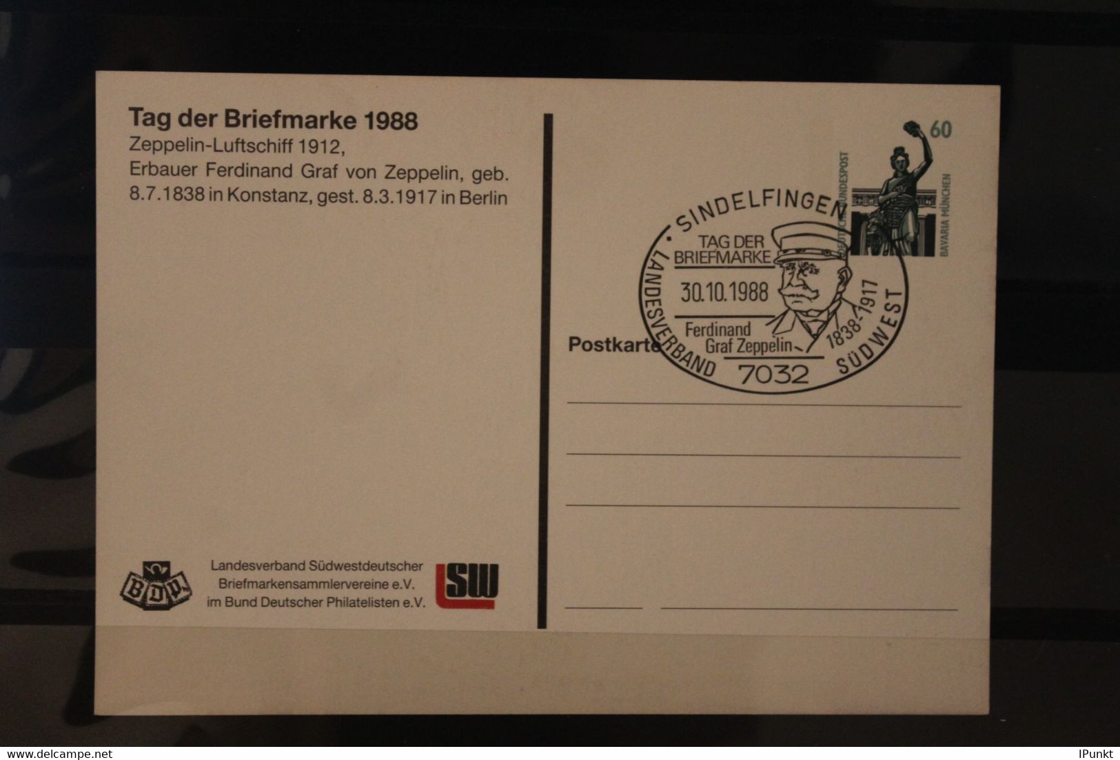 Deutschland 1988, Ganzsache Tag Der Briefmarke, SST, Luftschiff Zeppelin Replik Von 1912 - Postales Privados - Usados