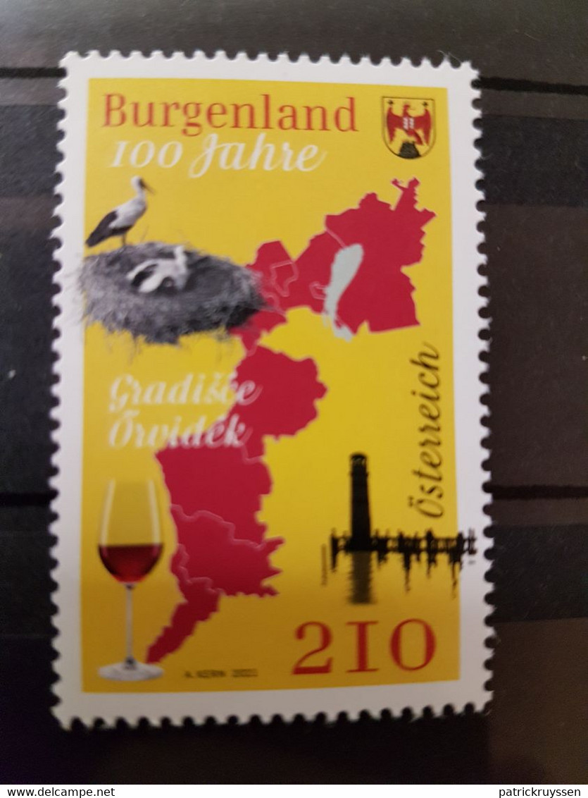 Austria 2021 Autriche 100 Years Burgenland LIGHTHOUSE Bird Map Wine Glass 1v Mnh - Neufs