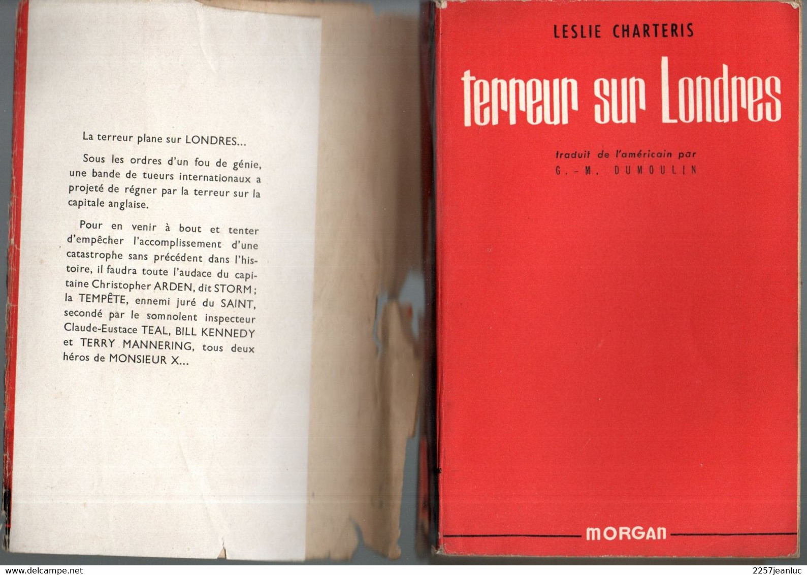 Terreur Sur Londres De Leslie Charteris -  Editions Morgan De 1949 Avec ça Jaquette - Morgan