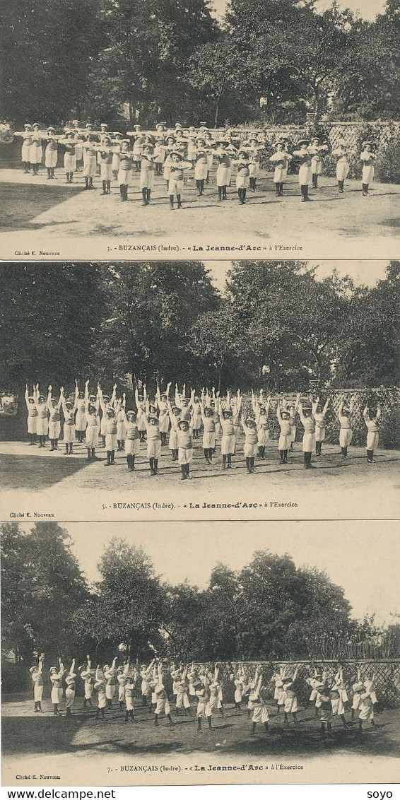 5 CP Société Gymnastique " La Jeanne D' Arc " Buzançais Indre Fanfare Curé  Etc - Gymnastiek