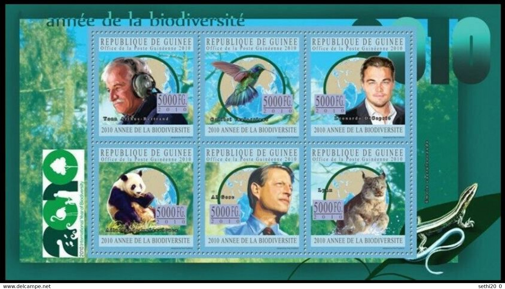 Guinee 2010 Biodiversité Cinema Leonardo DI CAPRIO Yann ARTUS BERTRAND AL GORE MNH - Duiken