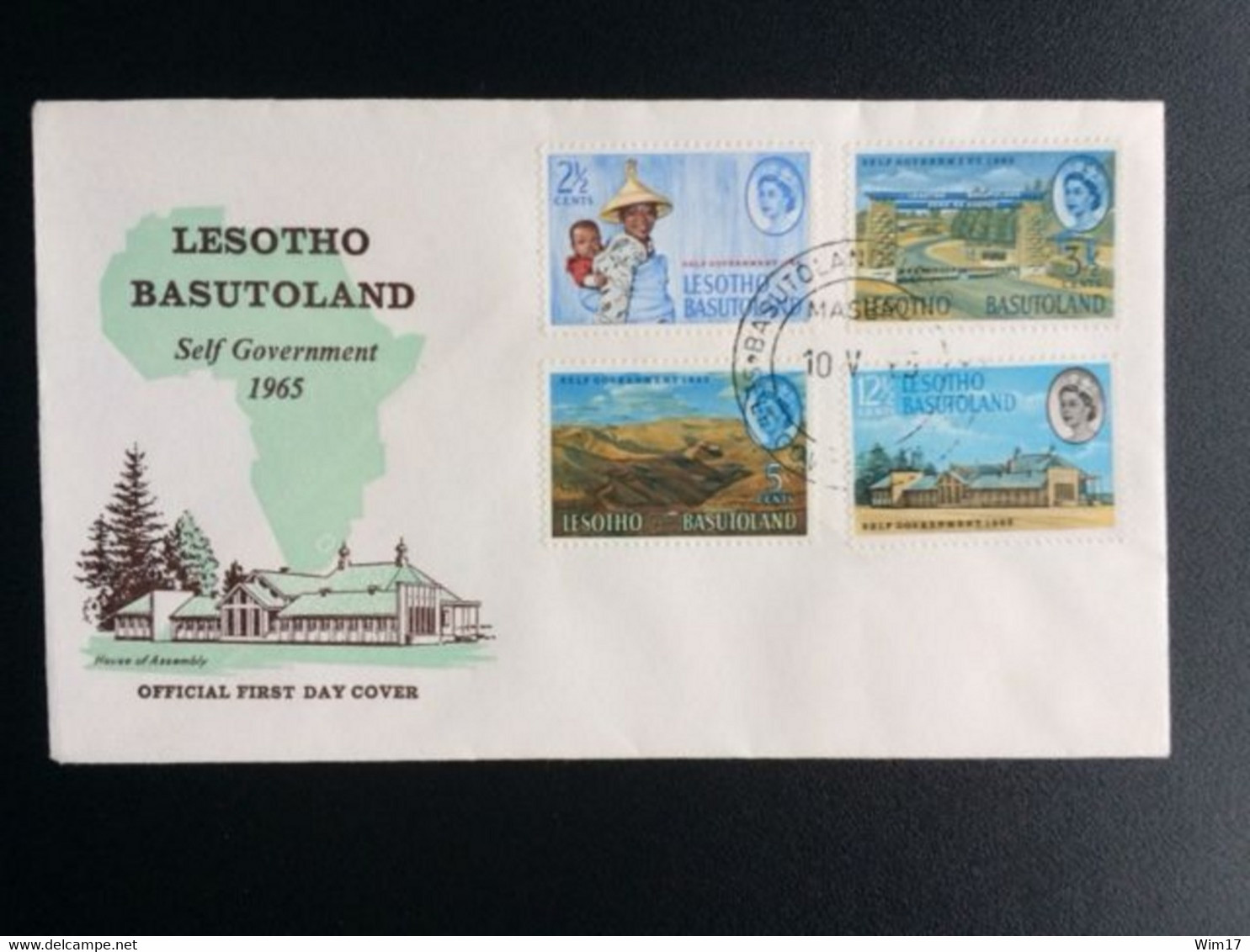 BASUTOLAND LESOTHO 1965 FDC SELF GOVERNMENT BLANC - 1965-1966 Self Government