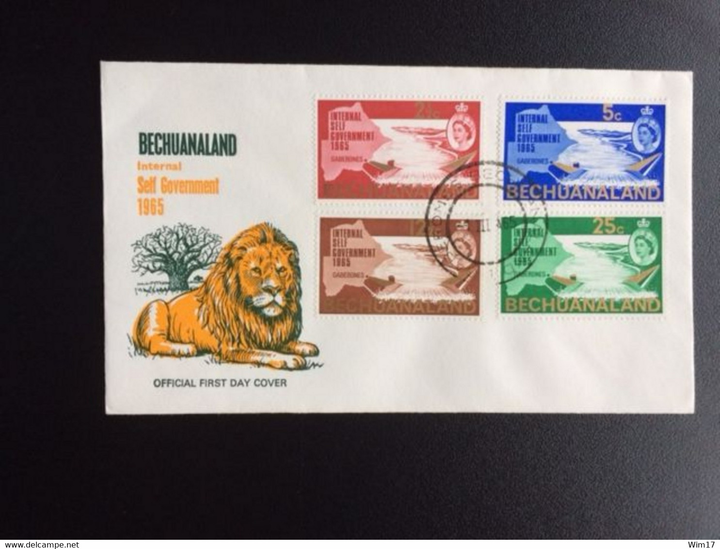 BECHUANALAND 1965 FDC SELF GOVERNMENT BLANC - 1965-1966 Autonomie Interne