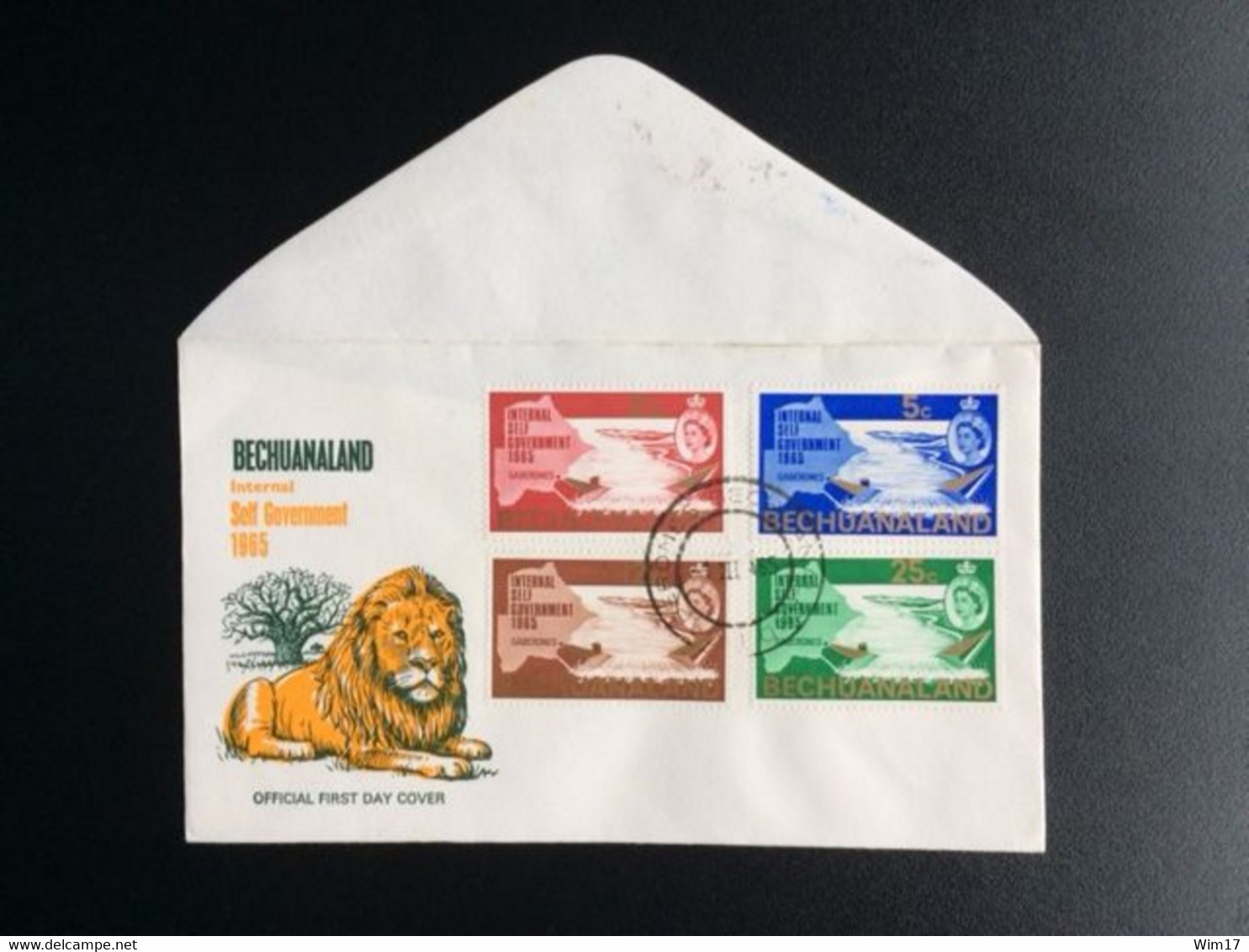 BECHUANALAND 1965 FDC SELF GOVERNMENT BLANC - 1965-1966 Autonomie Interne