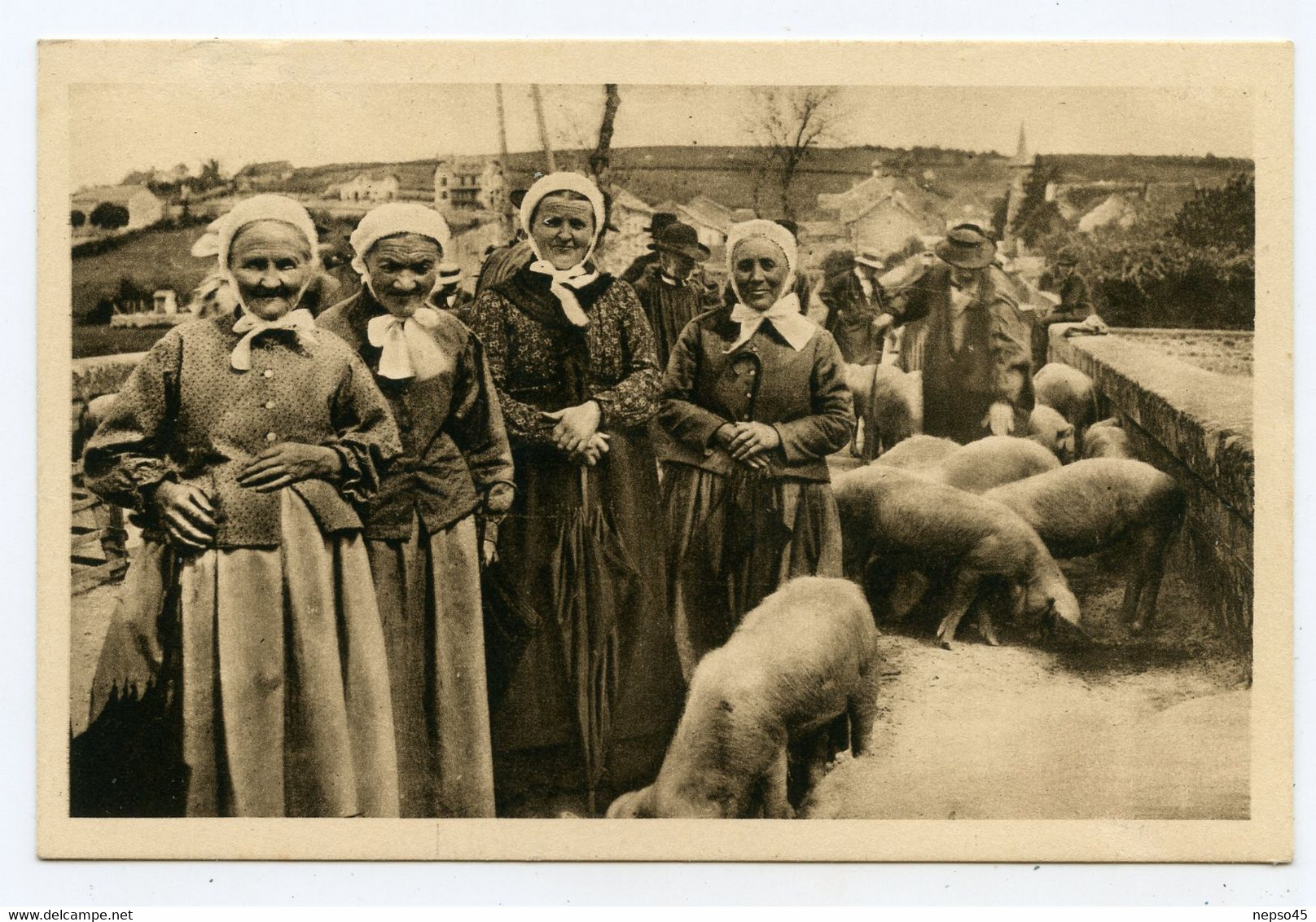 Marché,commerce.une Foire Aux Cochons Dans Le Morvan. Carte Animée. - Fairs