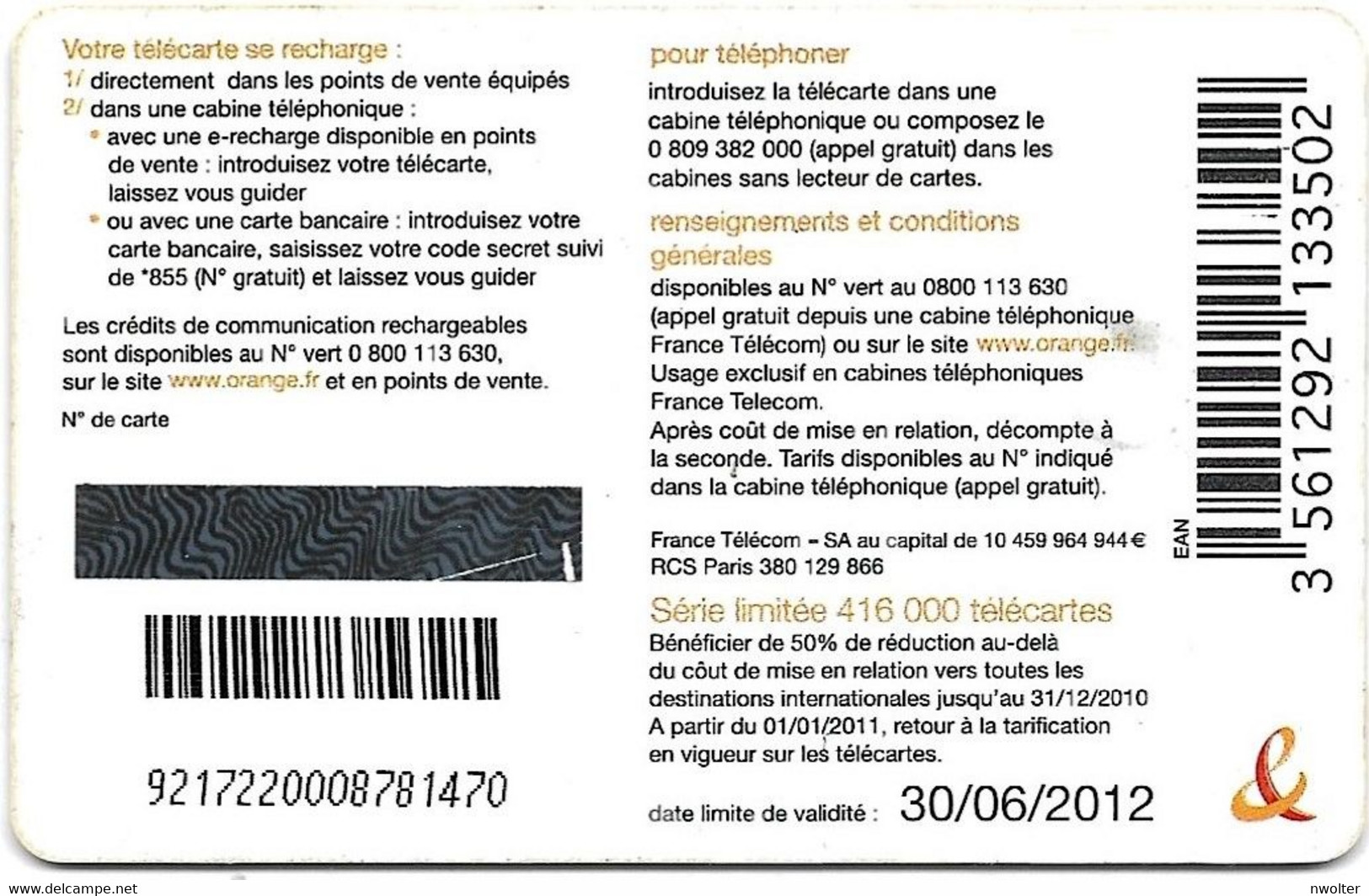 @+ Télécarte Horloges - 7,50€ - GEM1 - Ref : CC-FT8 - 2010