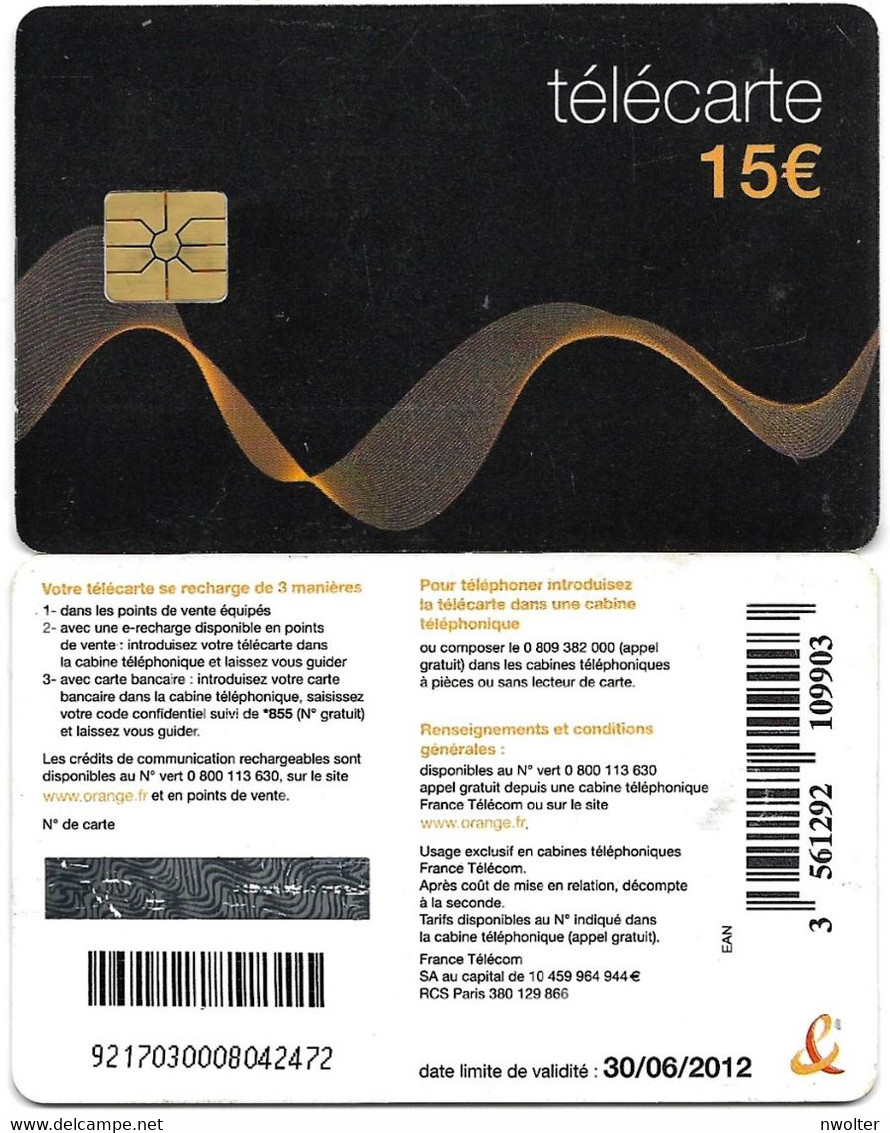 @+ Télécarte Ondulation - 15€ - GEM1 - 30/06/2012 - Ref : CC-FT7B - 2010