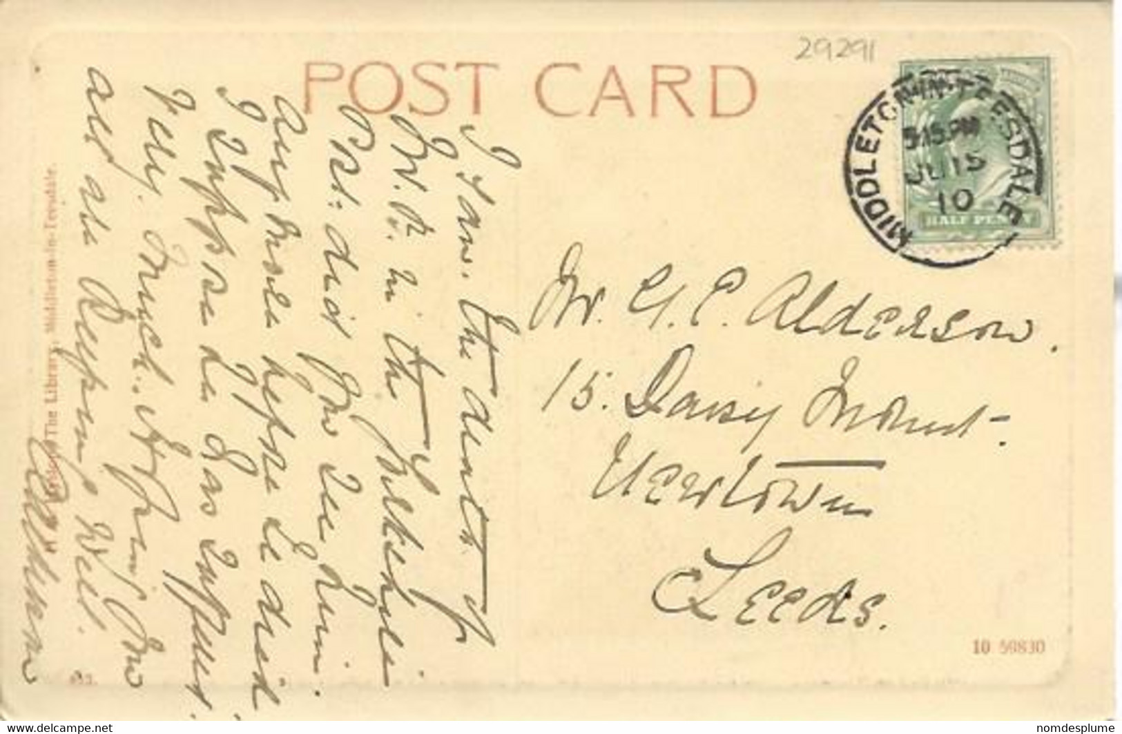 29291) UK GB Middleton In Teesdale Cauldron Snout Waterfall Embossed Card  Postmark - Other & Unclassified