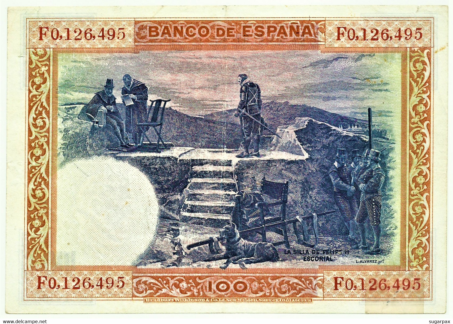 ESPAÑA - 100 Pesetas - ND 1936 ( Old Date - 01.07.1925 ) - Pick 69.c - Serie F - Filipe II - II Republica - 100 Pesetas