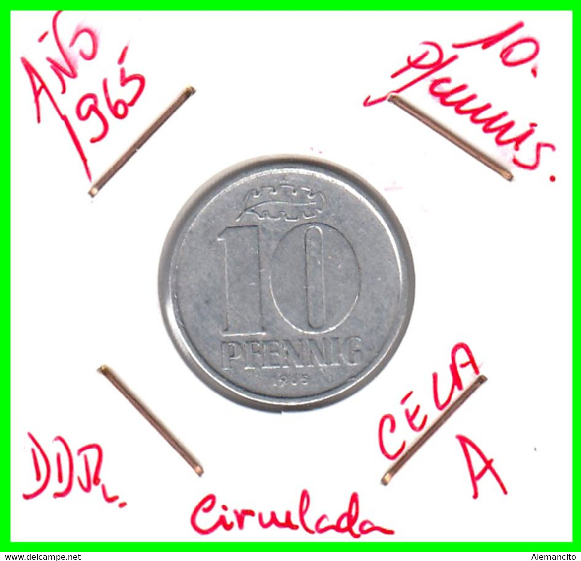 ( GERMANY ) AÑO 1965 REPUBLICA DEMOCRATICA DE ALEMANIA ( DDR ) MONEDAS DE 10 PFENNING  CECA-A - 10 Pfennig