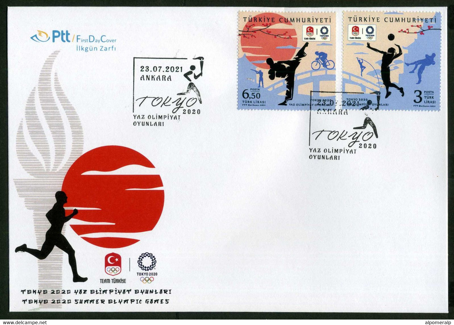 Türkiye 2021 Summer Olympic Games Tokyo, Volleyball, Wrestling, High Jump, Taekwondo, Shooting, Cycling Mi 4661-4662 FDC - Zomer 2020: Tokio