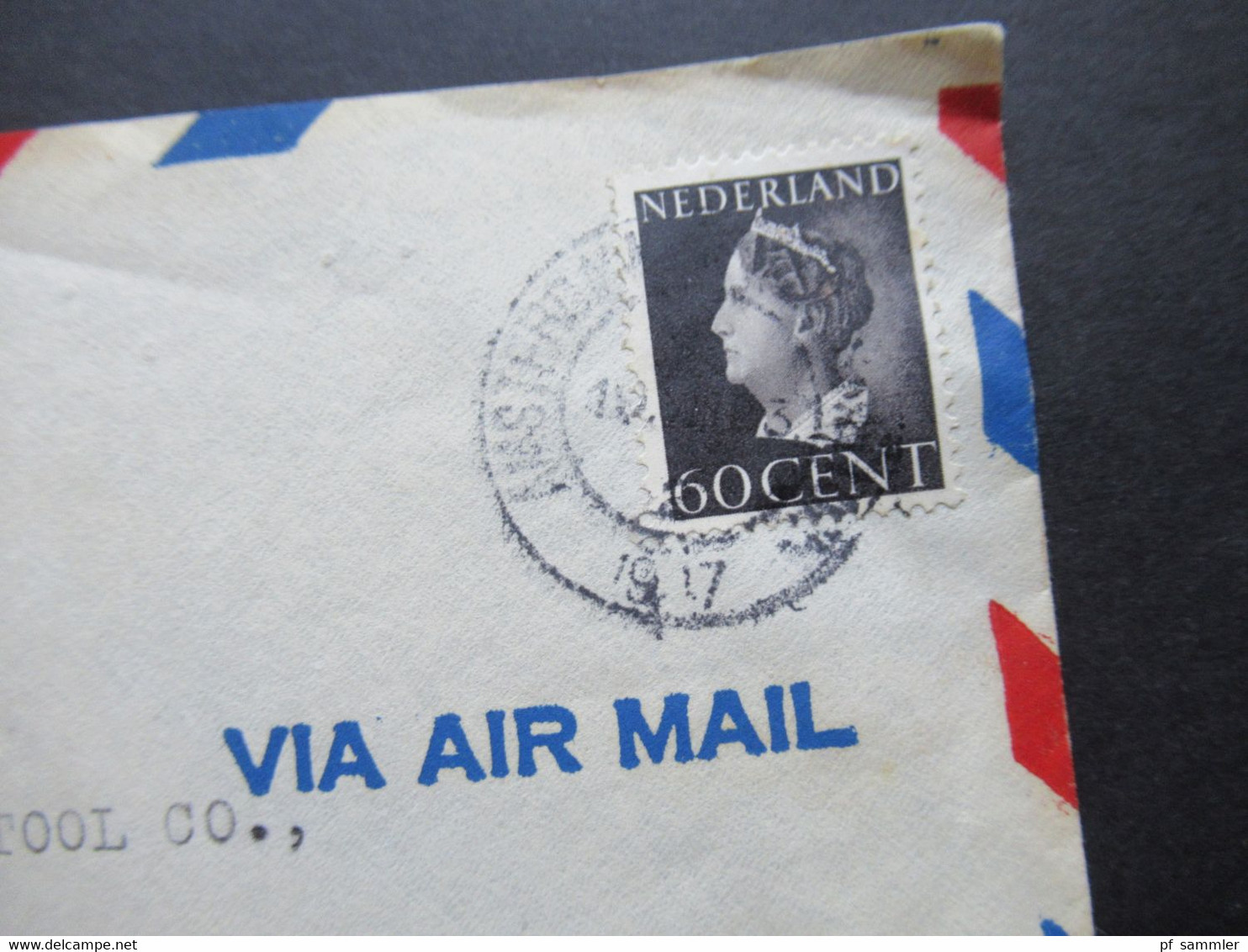 Niederlande 1946 Königin Wilhelmina Nr.452 EF Via Air Mail Luftpost Auslandsbrief Von Amsterdam Nach Illinois USA - Lettres & Documents