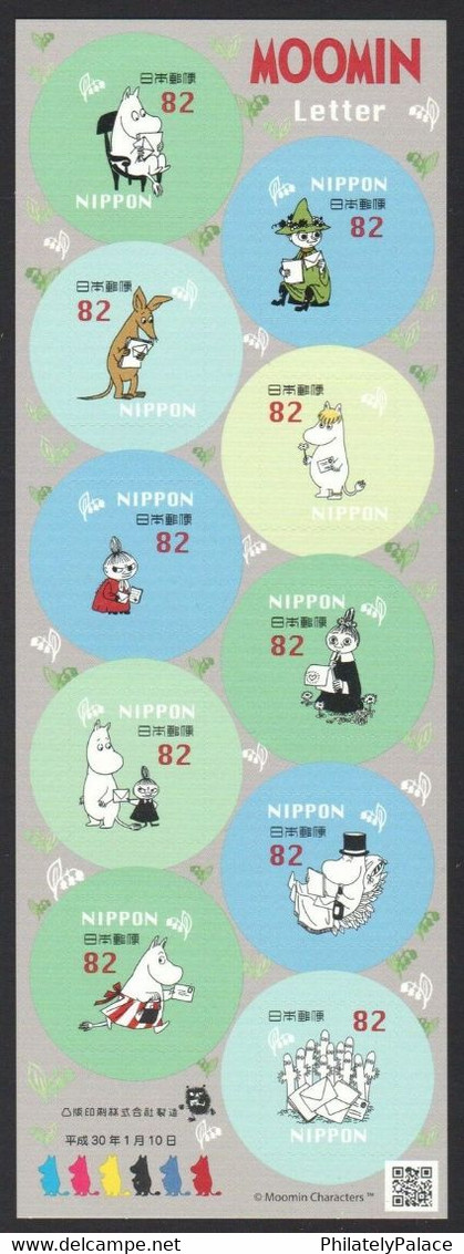 JAPAN 2018 MOOMIN (CARTOON) 62 & 82 YEN 2 SOUVENIR SHEETS OF 10 STAMPS EACH MINT MNH (**) - Nuevos