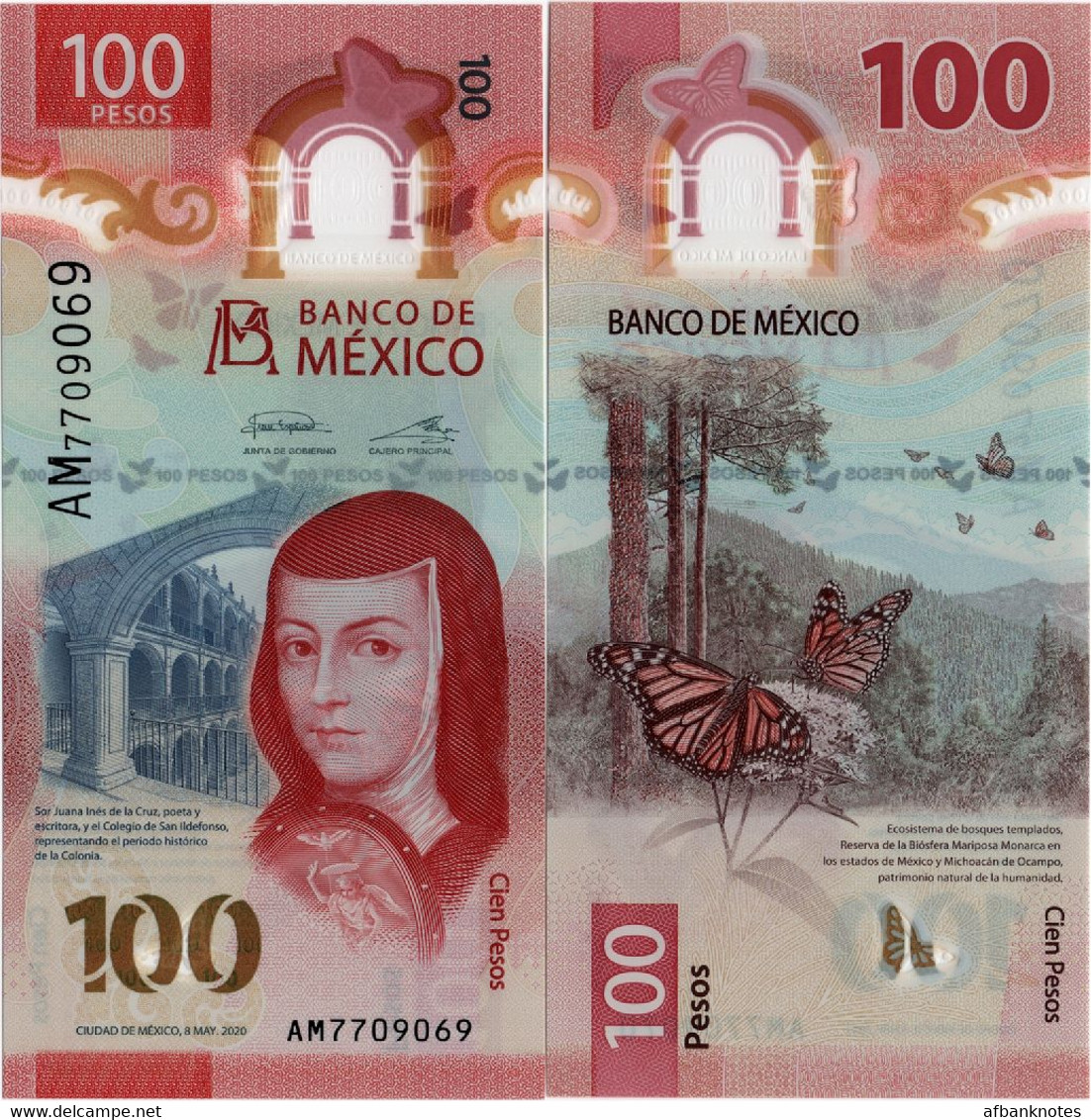 MEXICO        100 Pesos       P-New       8.5.2020       UNC  [sign. Espinosa - Prefix AM] - Mexico