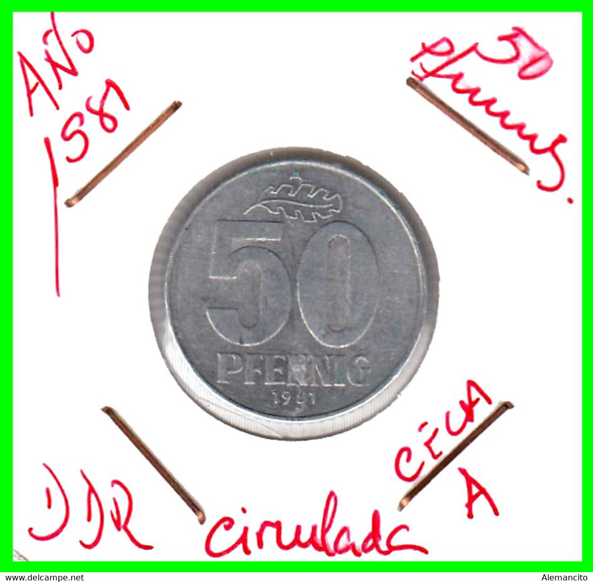 ( GERMANY ) AÑO 1981 REPUBLICA DEMOCRATICA DE ALEMANIA ( DDR ) MONEDAS DE 50 PFENNING ALUMINIO - DE 23 mm. - 50 Pfennig