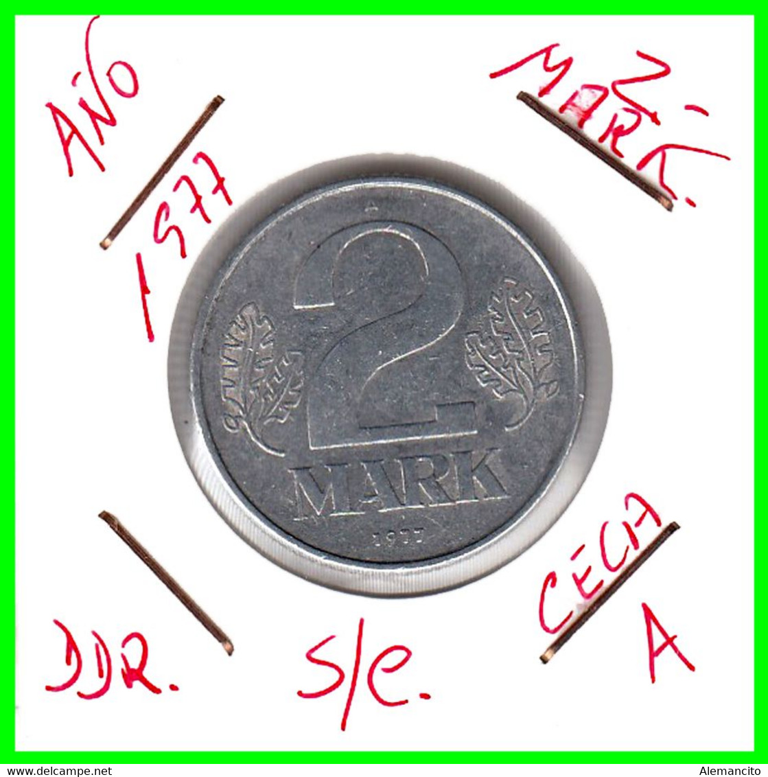 ( GERMANY ) AÑO 1977 REPUBLICA DEMOCRATICA DE ALEMANIA ( DDR ) MONEDAS DE 2-DM ALUMINIO - DE 27 mm. - 2 Marchi