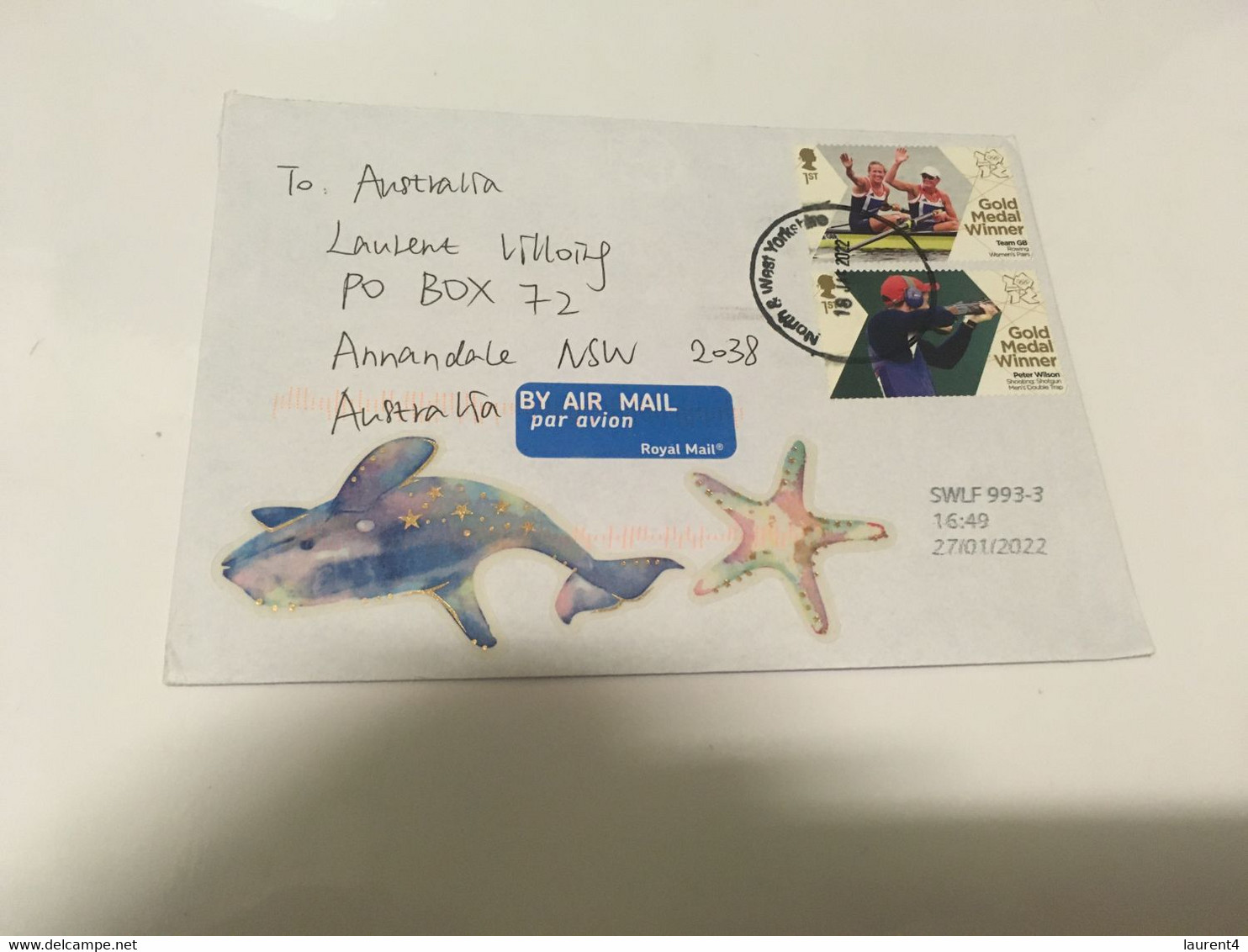 (3 F 43) UK Letter Posted To Australia (during COVID-19 Pandemic Crisis) With 2 Olympic Gold Medalist Stamps - Ohne Zuordnung