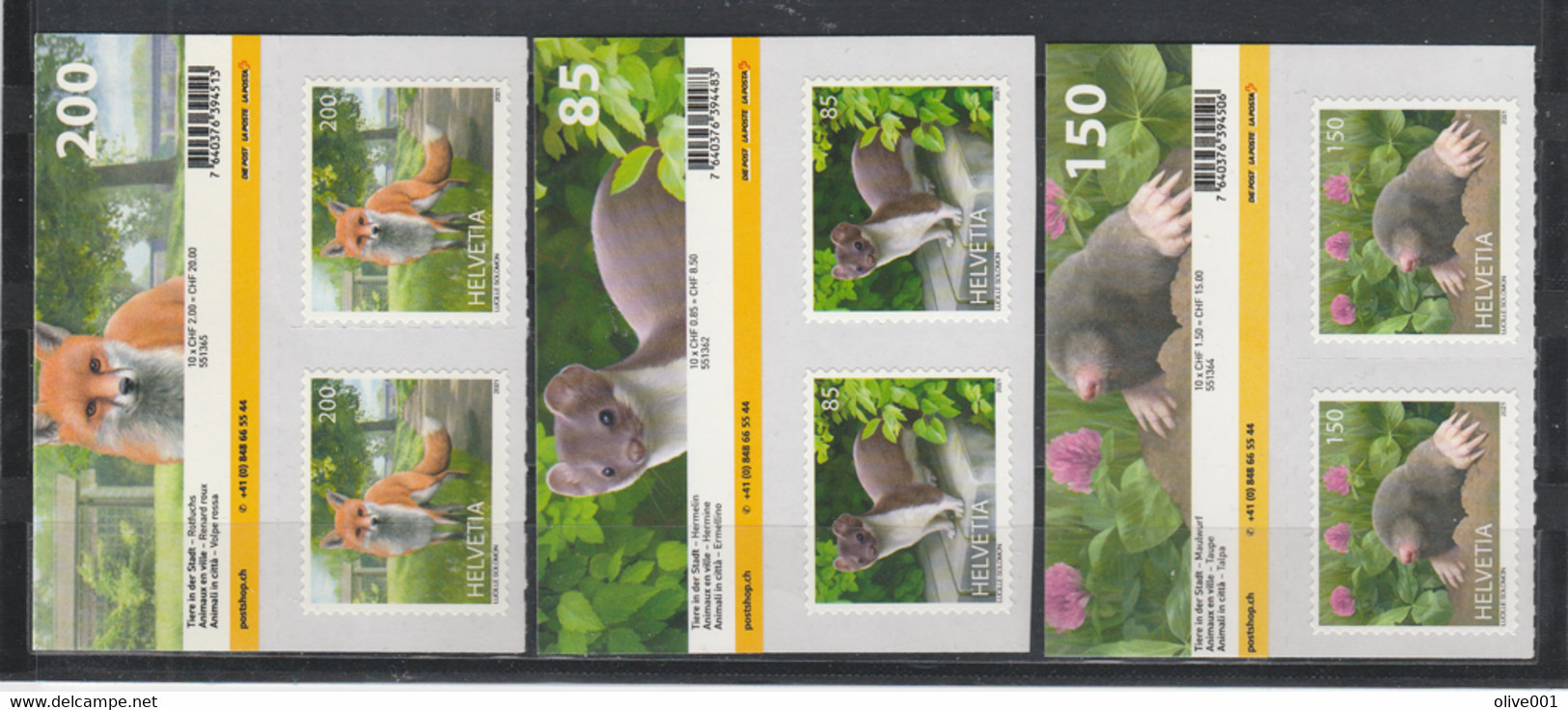 Série Complète 2021 Paires De Tp Sommet De Feuille  "Faune, Animaux, Renard, Hermine, Taupe, Musaraigne" Zum N° MNH ** - Unused Stamps