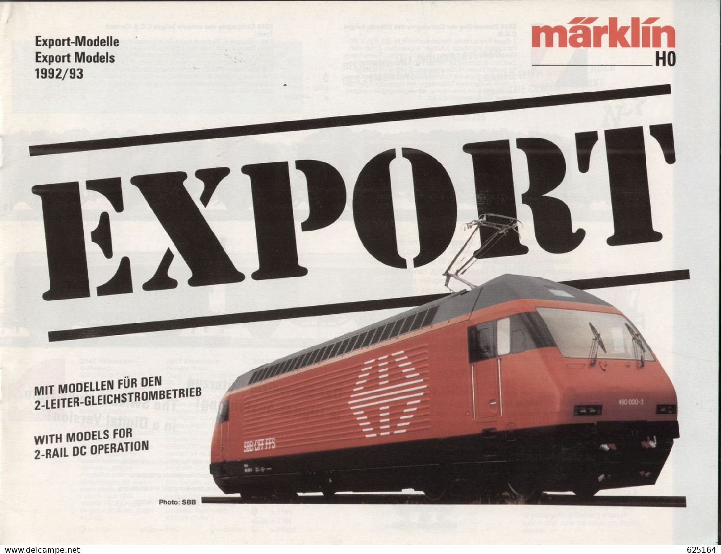 Catalogue Märklin 1992/93 Export-Modelle HO 2 Rail DC Operation - En Allemand Et Anglais - Inglese