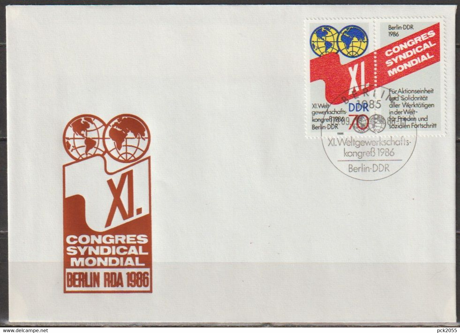 DDR FDC1986 Nr.3049 Weltgewrkschaftskongress,Berlin (d 2760) Günstige Versandkosten - 1981-1990