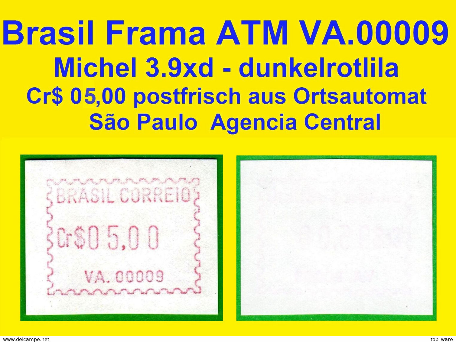 Brasilien Brazil ATM VA.00009 / Cr$ 05,00 MNH / São Paulo / Frama Automatenmarken Etiquetas - Automatenmarken (Frama)