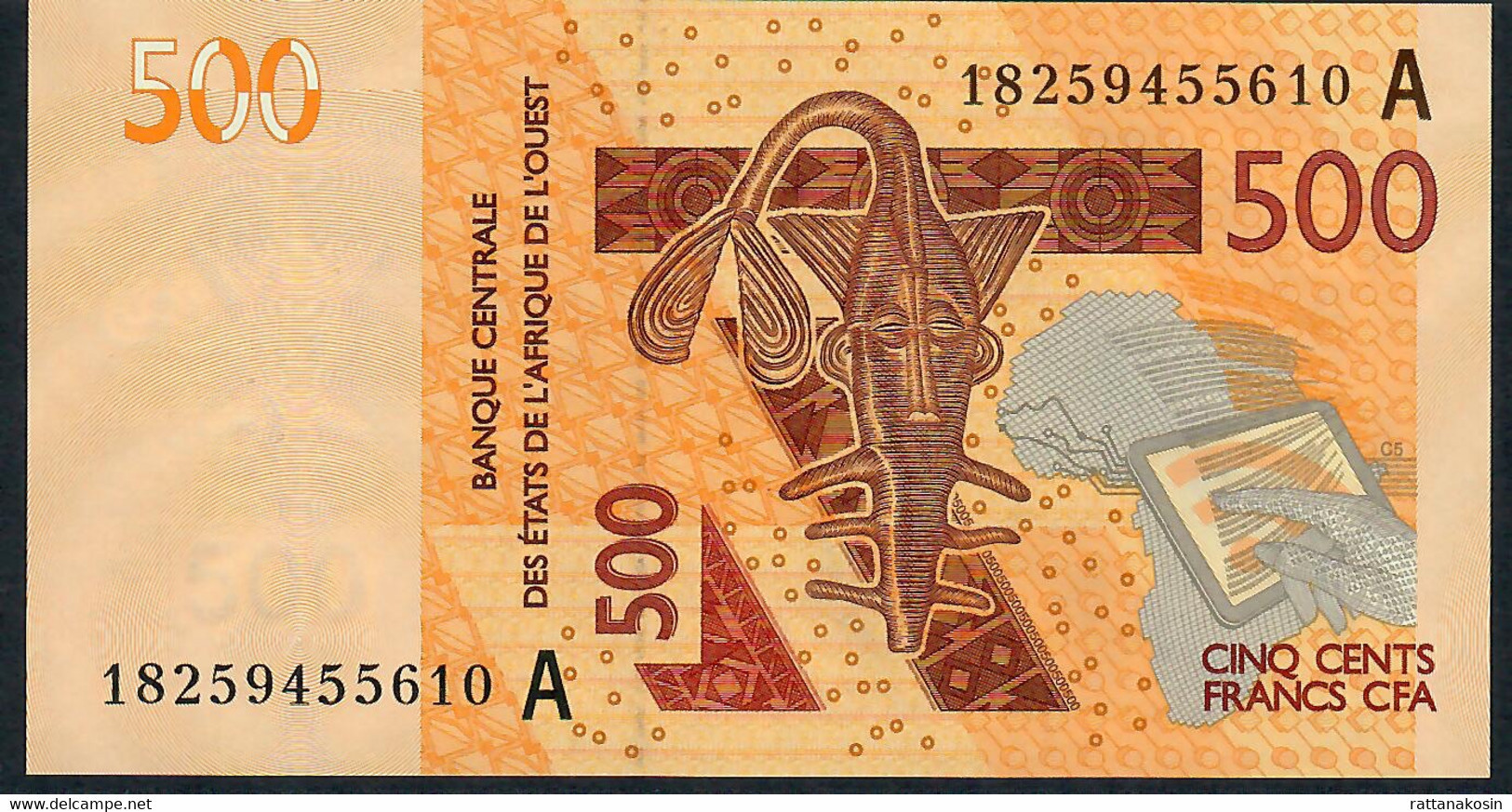 W.A.S. IVORY COAST P119Ag  500 FRANCS (20)18 2018  UNC. - Westafrikanischer Staaten