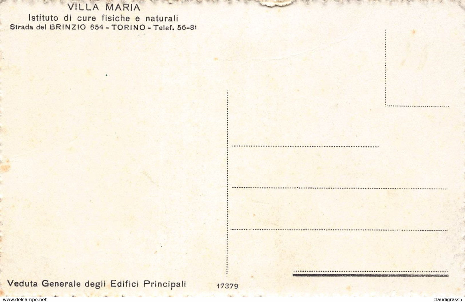 2738 "TORINO -VILLA MARIA -ISTITUTO DI CURE FISICHE NATURALI " STRADA DEL BRINZIO - Sanidad Y Hospitales