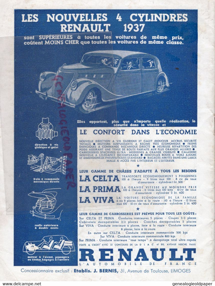 87- LIMOGES- PROGRAMME CIRQUE THEATRE OPERA-CAZAUTETS- MANON-NESPOULOUS-TALERAC-SAUVAGEOT-SCELLIER-RENAULT 4-BERNIS- - Programme