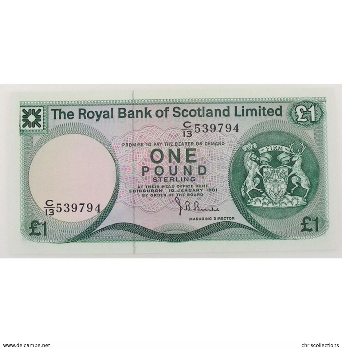 Ecosse, 1 Pound 1.10.1981, C.13 539794, XF-UNC - 10 Pounds