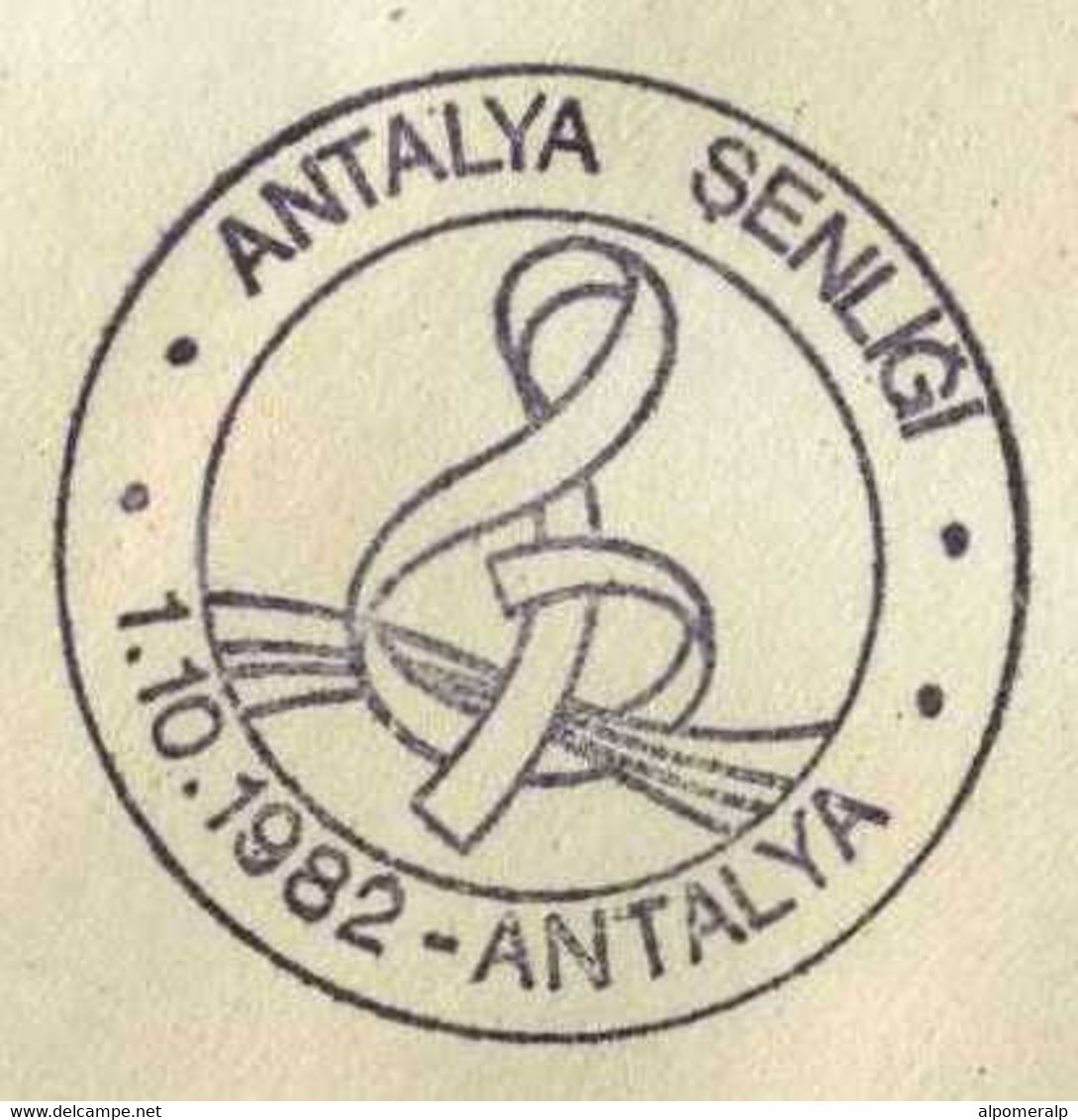 Türkiye 1982 Antalya Festival | Music, Treble Clef, Special Cover - Cartas & Documentos