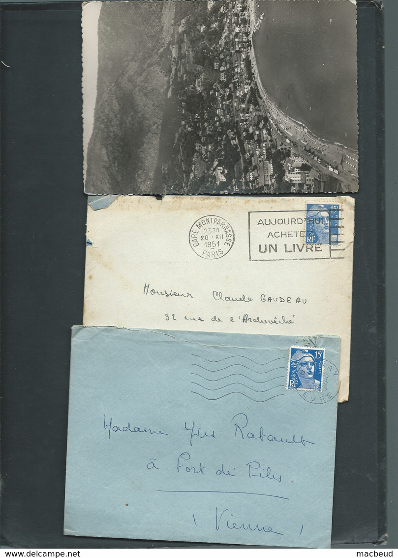 Lot 9 Lettres Periode GANDON Dont Une Carte Postale  -  Ac145 - 1945-54 Marianne De Gandon