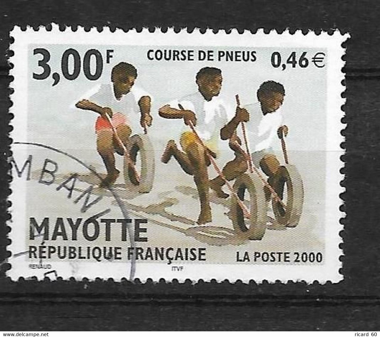 Timbres Oblitérés De Mayotte, N°88 YT, Enfants, Course De Pneus - Usati