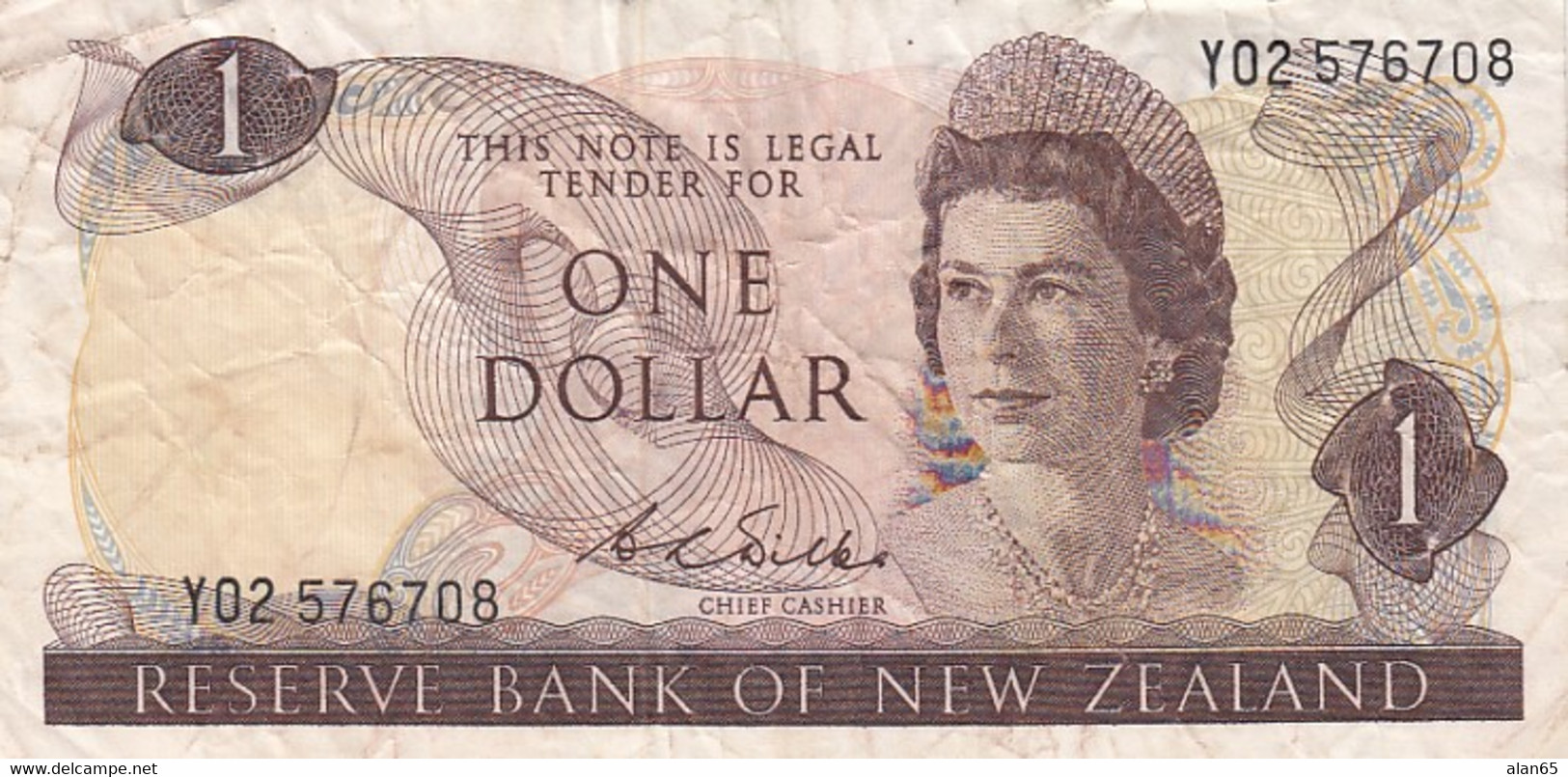 New Zealand #163b, 1 Dollar, 1968-1975 Issue Banknote - Neuseeland