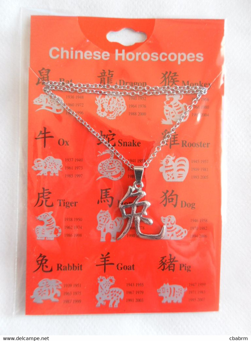 LAPIN Signe Chinois PENDENTIF AVEC PETITE CHAINETTE - HOROSCOPE - Pendants