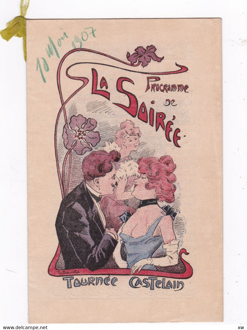 PROGRAMMES - Programme Du 10 Mai 1907 De La Soirée "Tournée Castelain" Illustré Par Gabriel BEUNKE (fin XIXe - XXe) - Programme