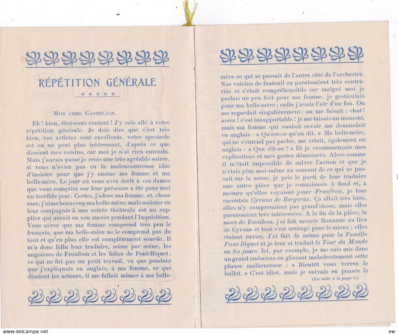PROGRAMMES - Programme Du 10 Mai 1907 De La Soirée "Tournée Castelain" Illustré Par Gabriel BEUNKE (fin XIXe - XXe) - Programme