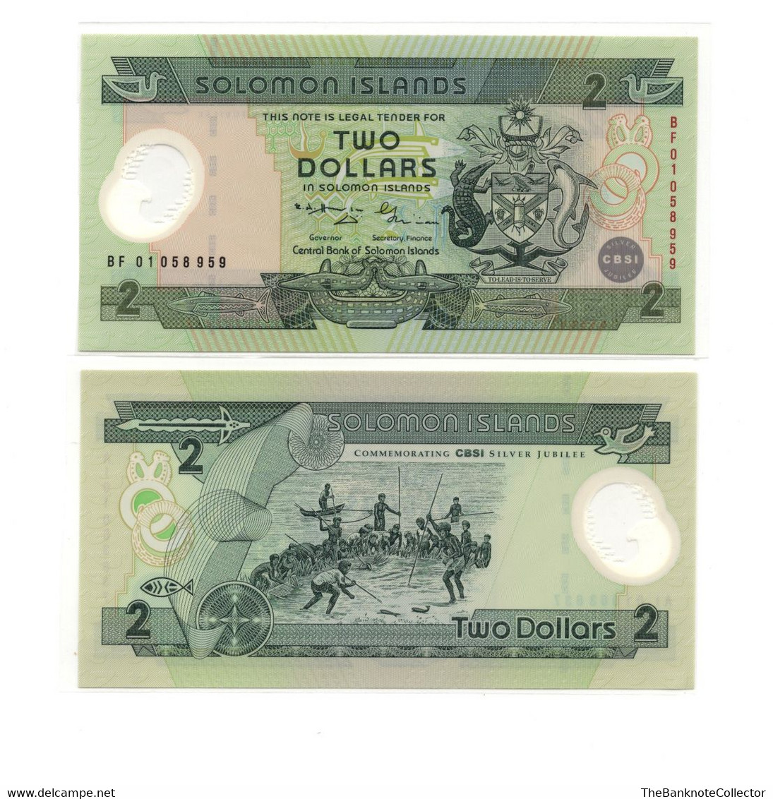 Solomon Islands 2 Dollars  2001 Silver Jubilee Commemorative Polymer Issue P-23 UNCIRCULATED - Salomonseilanden