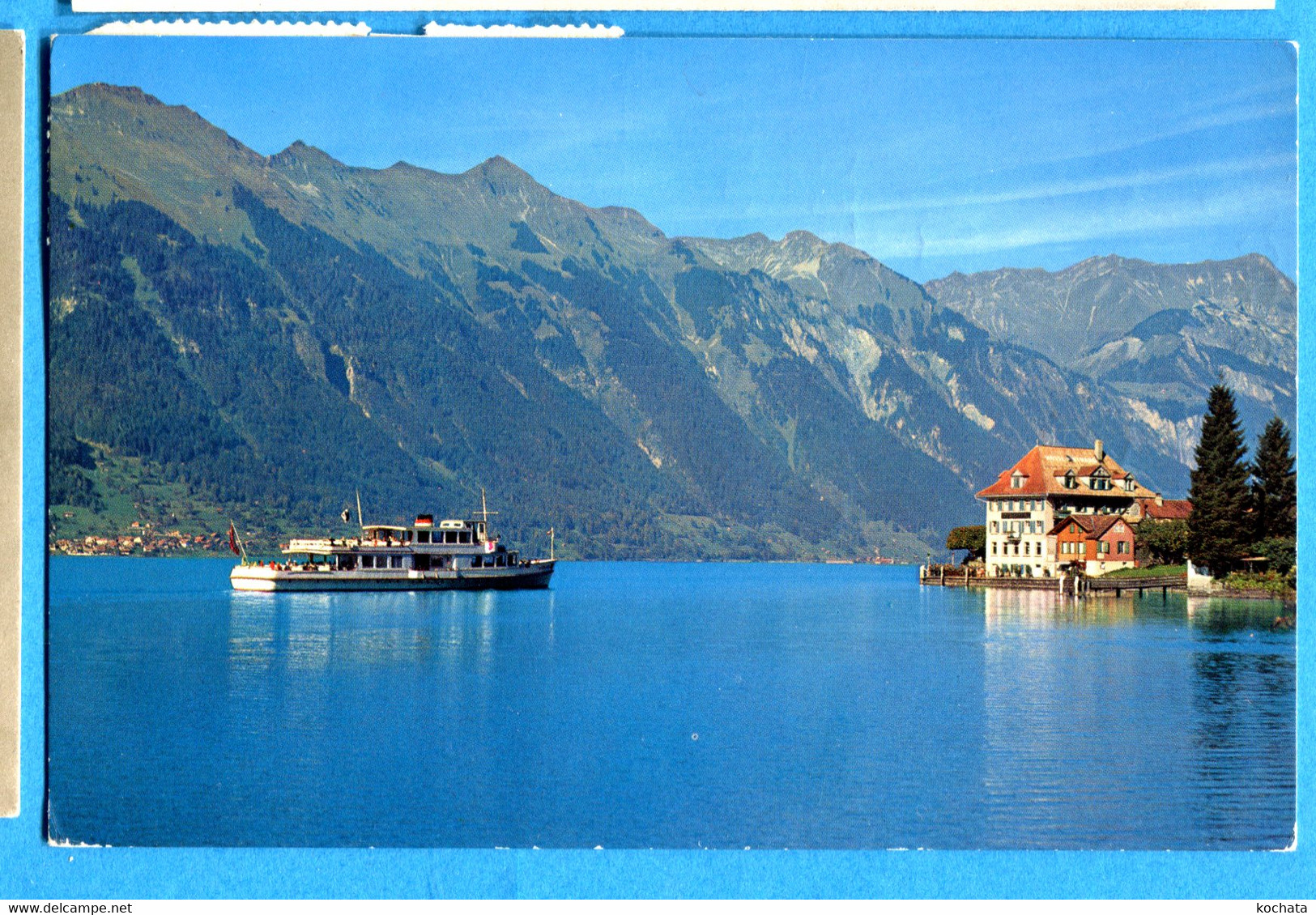 OV973, Iseltwald Am Brienzersee Mit Rothorn Und MS "Interlaken",Schiff, Boat, 8735, H. Steinhauer, Circulée 1968 - Brienz