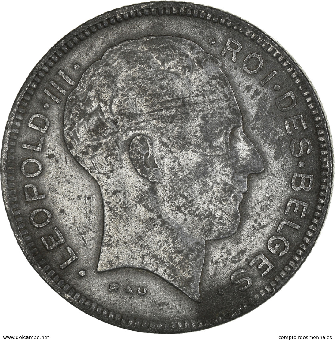 Monnaie, Belgique, Leopold III, 5 Francs, 5 Frank, 1943, TTB, Zinc, KM:129.1 - 5 Francs