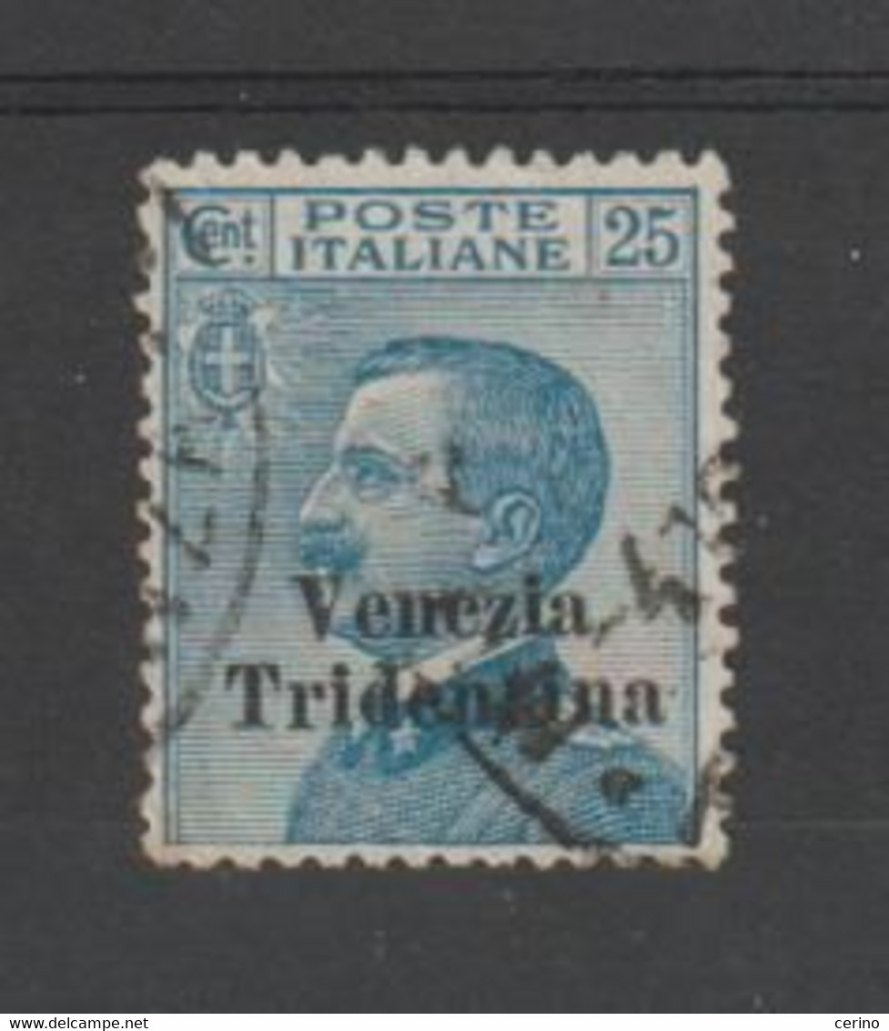 TRENTINO:  1918  EFFIGIE  -  25 C. AZZURRO  US. -  SOPRASTAMPA  FALSA  -  SASS. ( 83 ) - Trentin